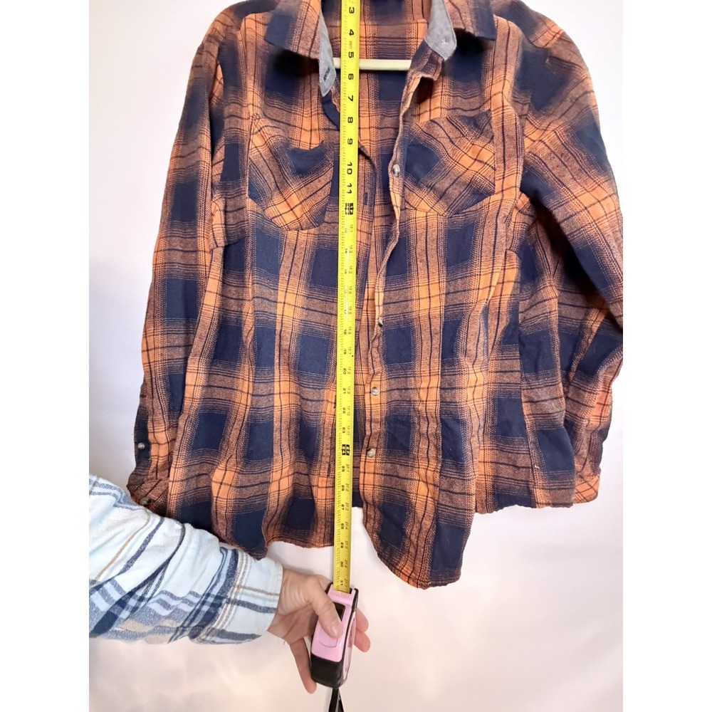 Unbranded Men's Lumberjack Long Sleeve Plaid Orange And Blue  2 Pockets Sz M - Picture 2 of 6